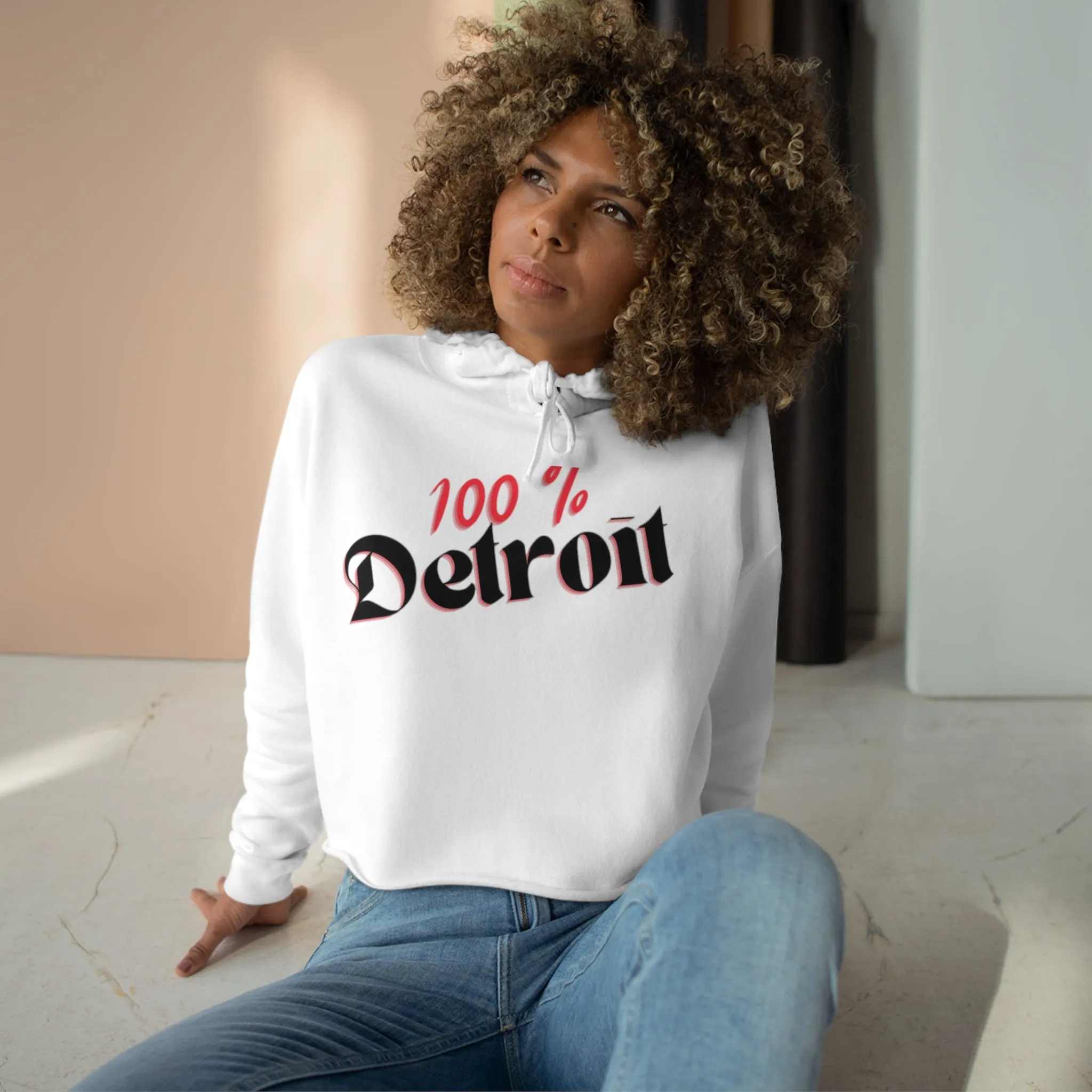 100% Detroit Crop Hoodie