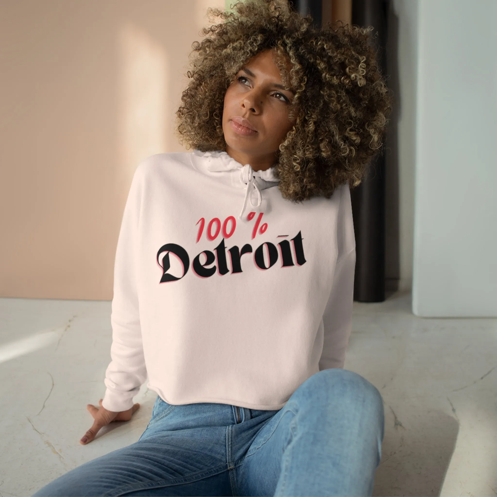 100% Detroit Crop Hoodie