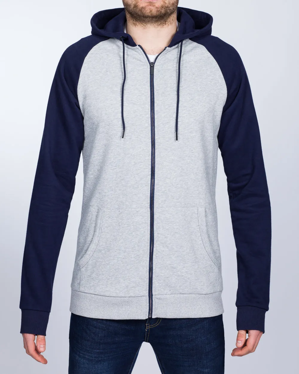 2t Zip Up Tall Riley Raglan Hoodie (navy/grey)