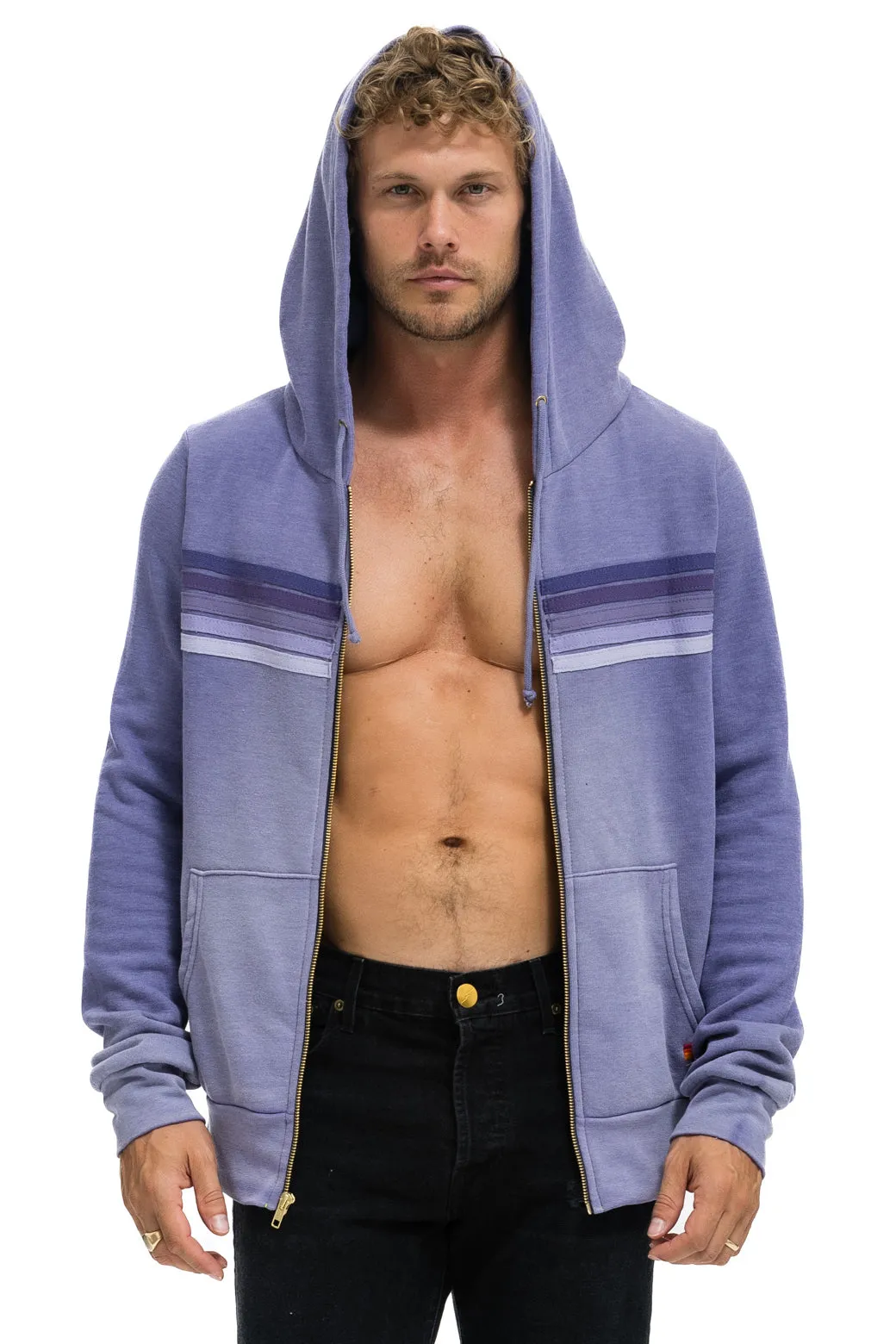 5 STRIPE HOODIE - FADED GRAPE