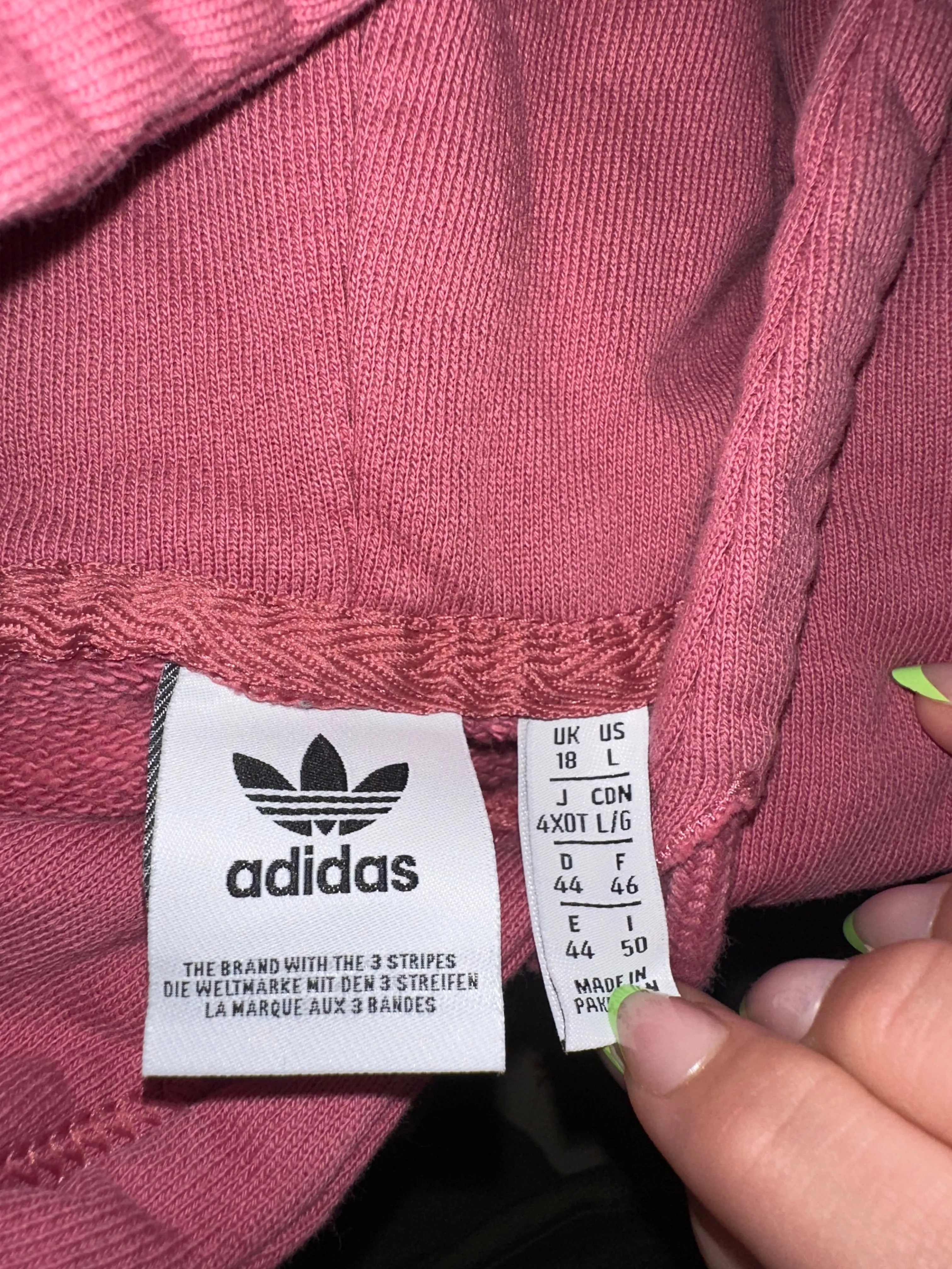 adidas (Large) Pink Cropped Hoodie