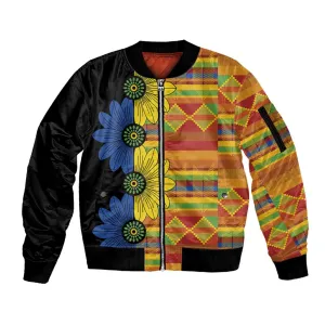 African Ethnic Kitenge Ankara Style Sleeve Zip Bomber Jacket LT9