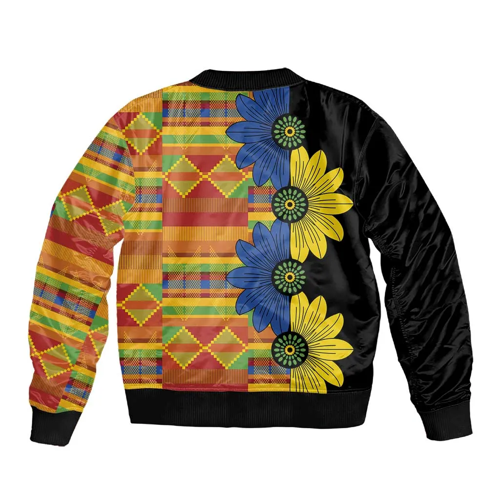African Ethnic Kitenge Ankara Style Sleeve Zip Bomber Jacket LT9