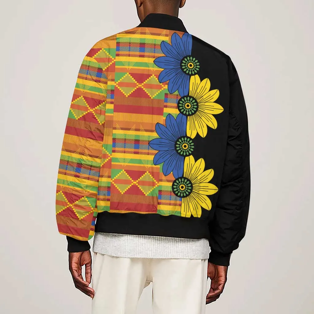 African Ethnic Kitenge Ankara Style Sleeve Zip Bomber Jacket LT9