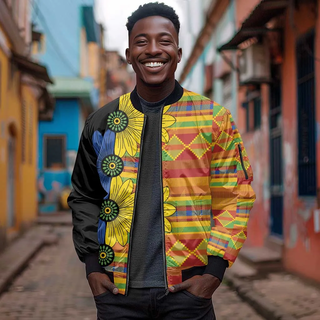 African Ethnic Kitenge Ankara Style Sleeve Zip Bomber Jacket LT9