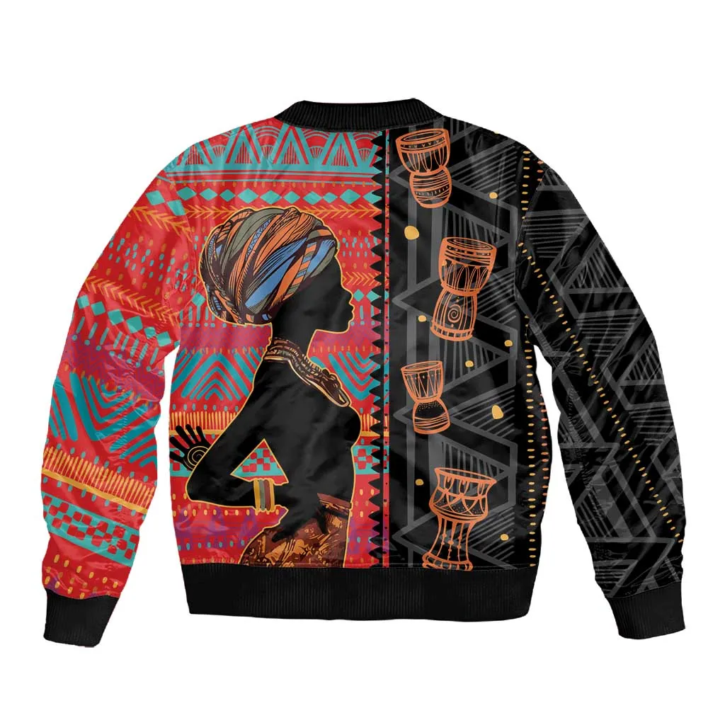 African Women Sleeve Zip Bomber Jacket Ethnic Pattern LT15