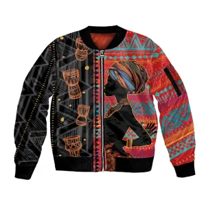 African Women Sleeve Zip Bomber Jacket Ethnic Pattern LT15