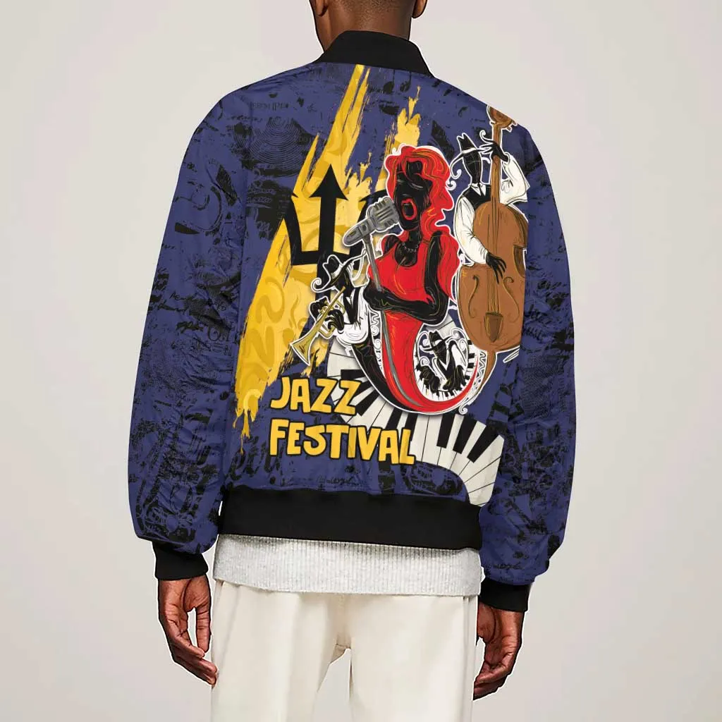 Afro-Barbados Jazz Festival Sleeve Zip Bomber Jacket Abstract Jazz Art LT03