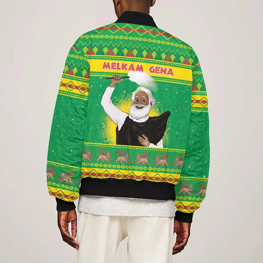 Afro Ethiopia Christmas Bomber Jacket Melkam Gena Yegena Abat LT05