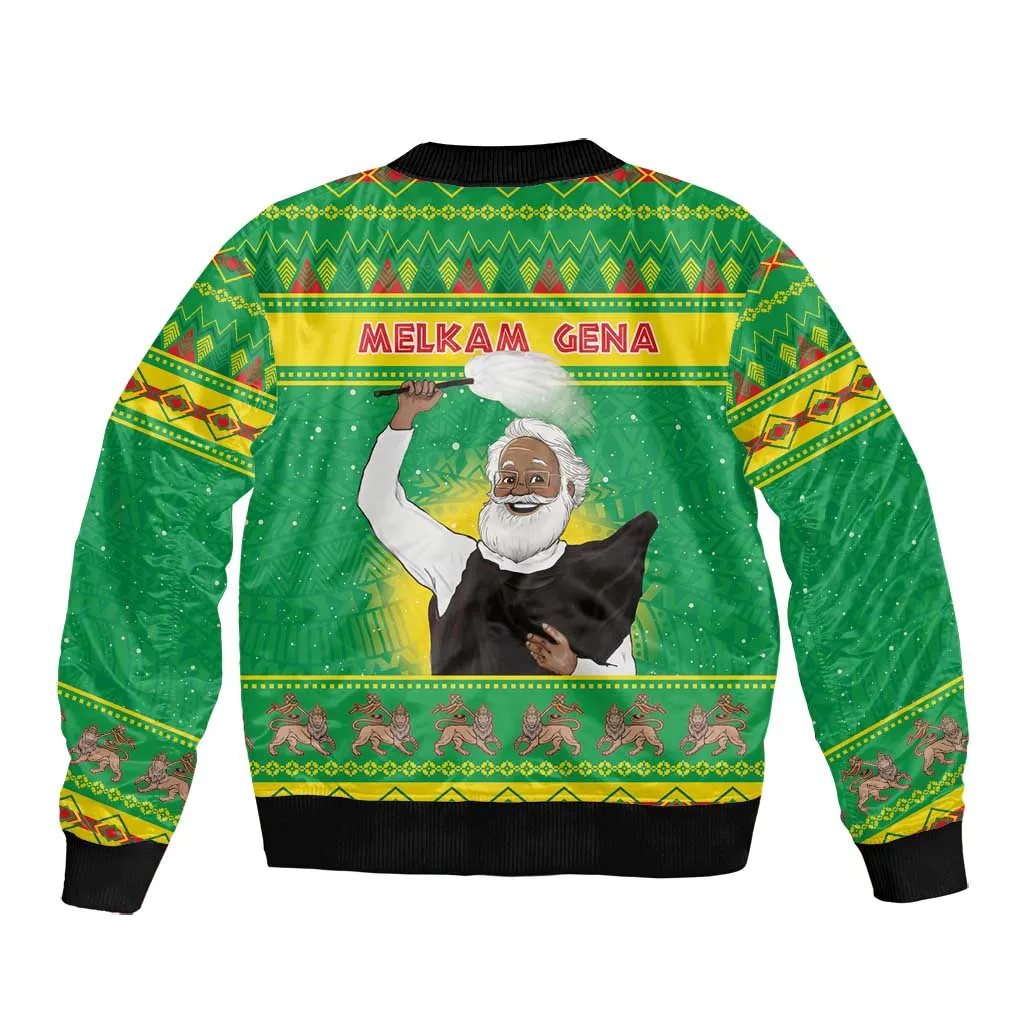 Afro Ethiopia Christmas Bomber Jacket Melkam Gena Yegena Abat LT05