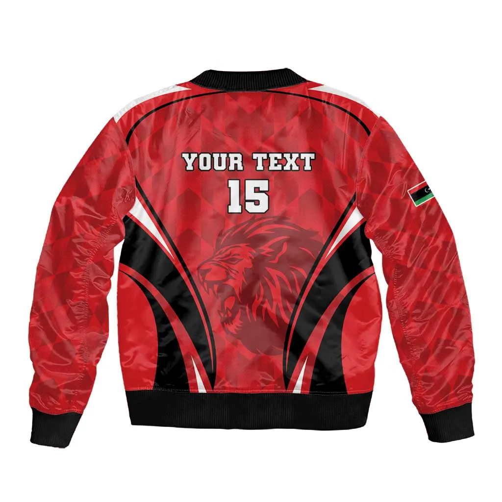 Afro Libya Football Custom Sleeve Zip Bomber Jacket Barbary Lion - Sporty Style LT15