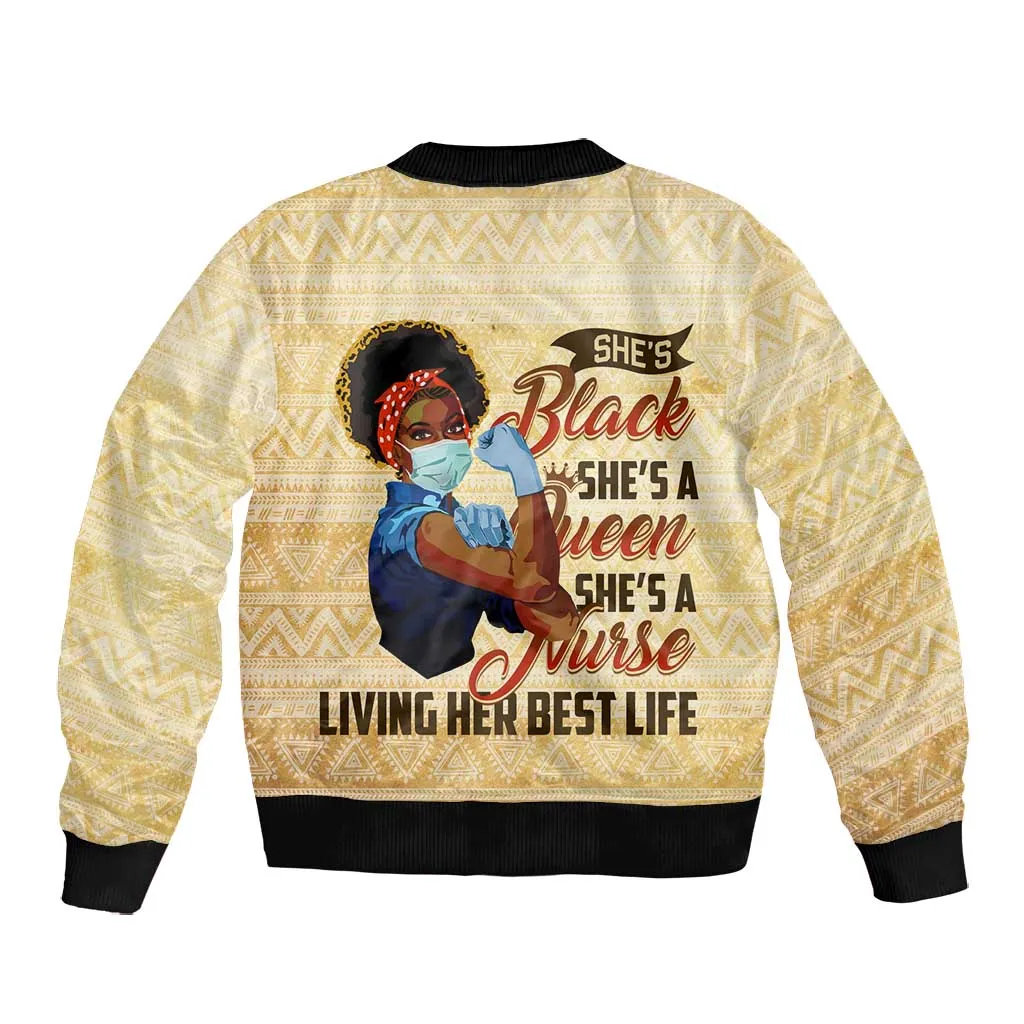 Afro Nurses Bomber Jacket Black Queen African DT02