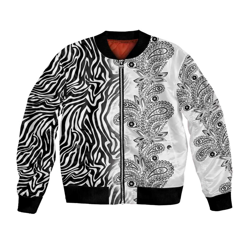 Afro Zebra Mix Paisley Tribal Pattern Bomber Jacket LT9