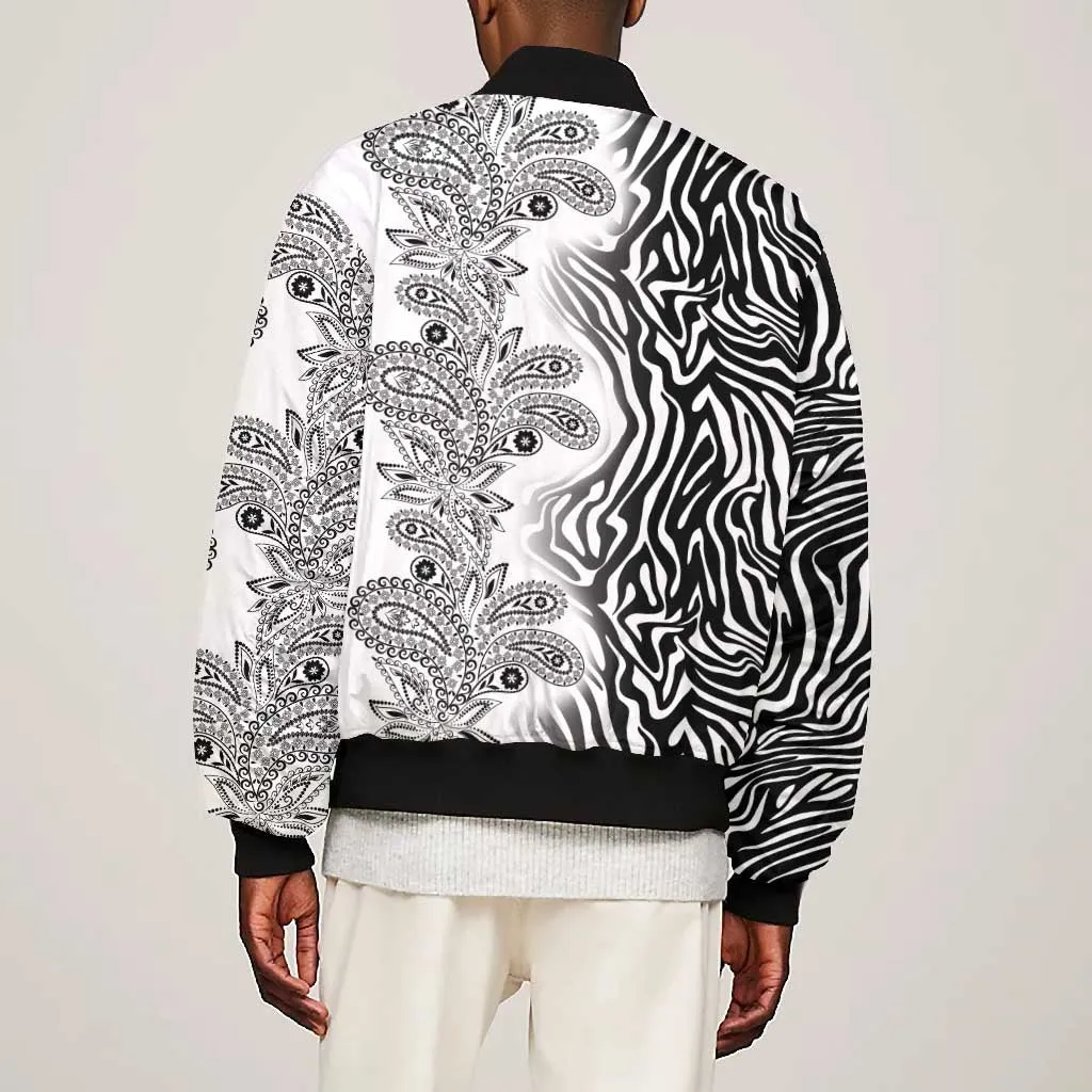Afro Zebra Mix Paisley Tribal Pattern Bomber Jacket LT9