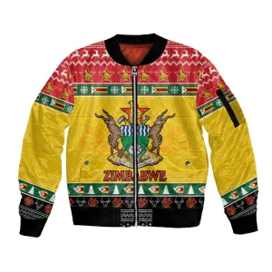 Afro Zimbabwe Christmas Sleeve Zip Bomber Jacket Coat Of Arms - African Pattern LT15