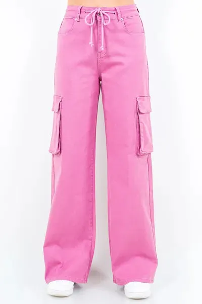 American Bazi Drawstring Wide Leg Cargo Pants