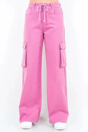 American Bazi Drawstring Wide Leg Cargo Pants