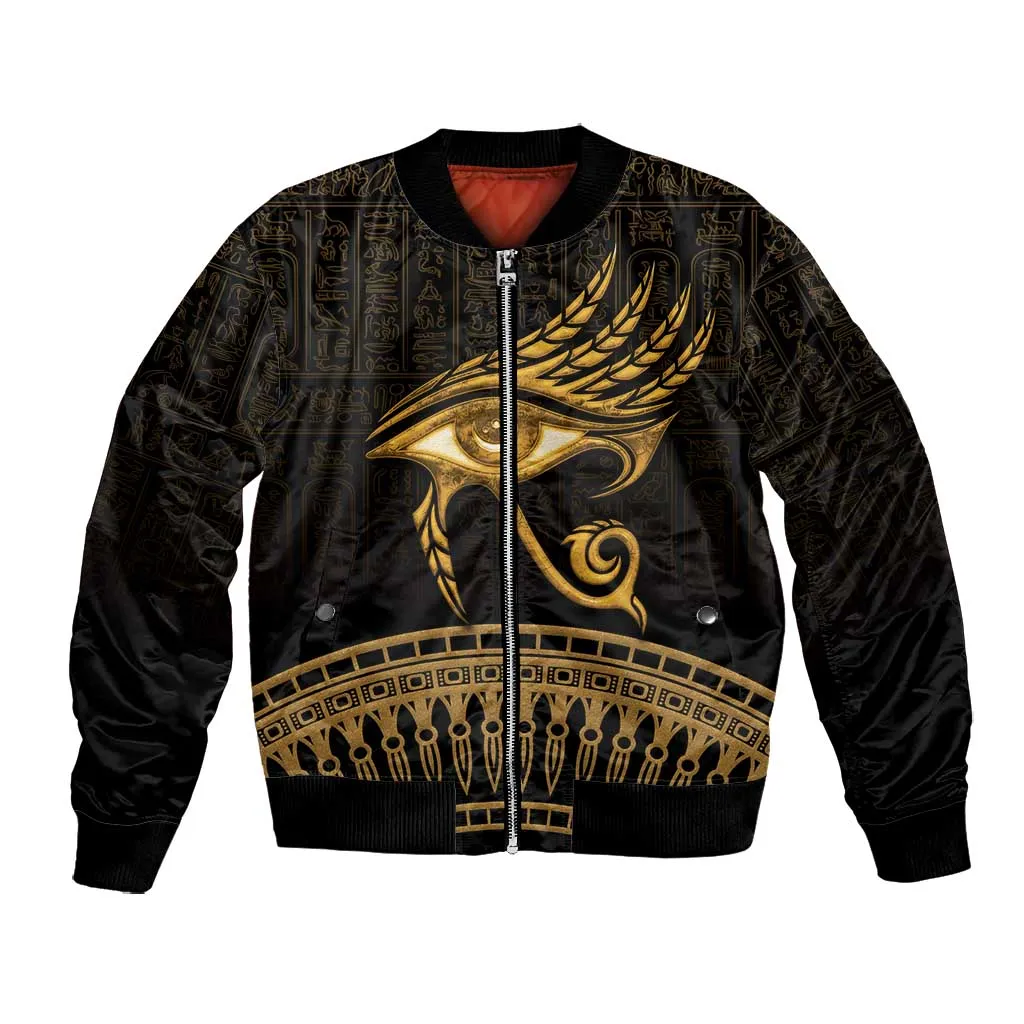 Ancient Egypt Gold Intricate Bomber Jacket Eye of Horus LT7