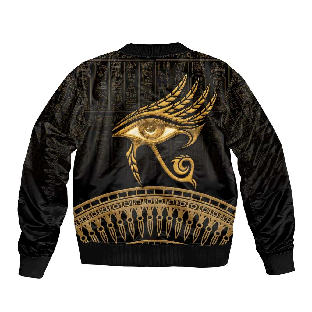 Ancient Egypt Gold Intricate Bomber Jacket Eye of Horus LT7