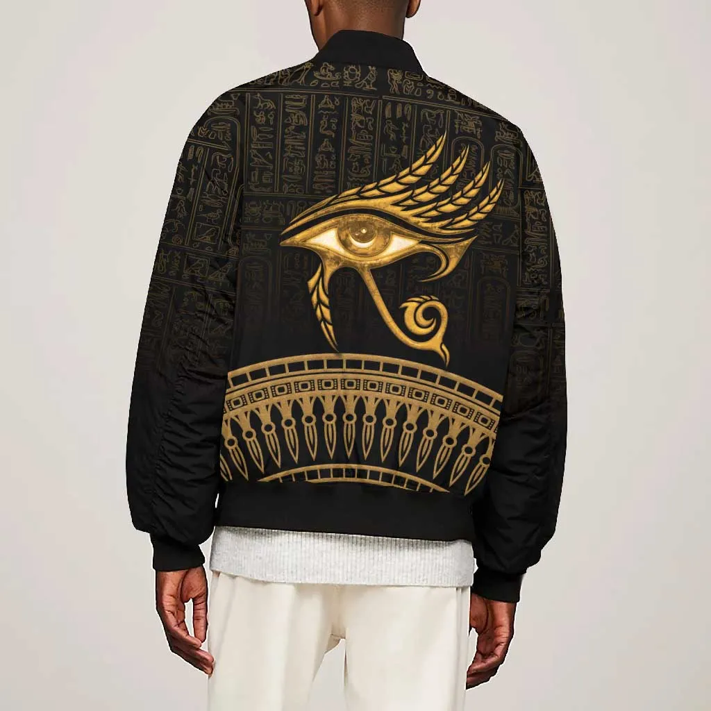 Ancient Egypt Gold Intricate Bomber Jacket Eye of Horus LT7