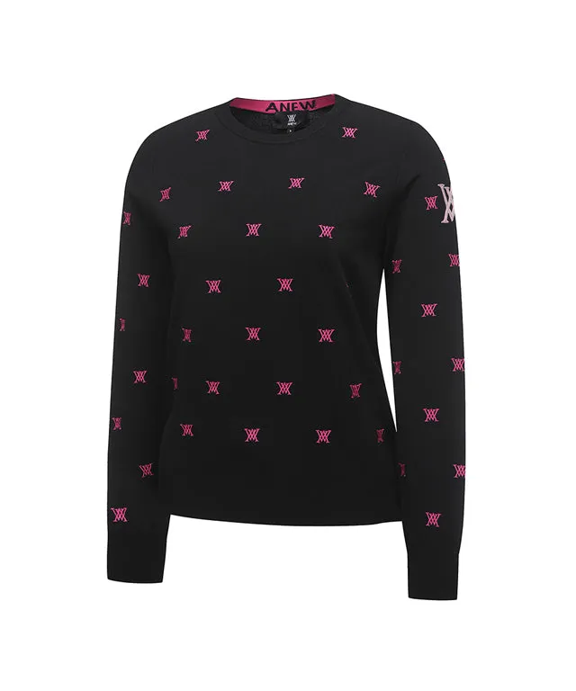ANEW Golf: Women Monogram Logo Point Pullover Sweater - Black