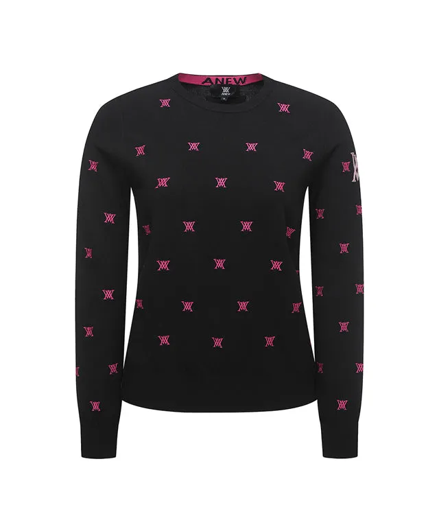 ANEW Golf: Women Monogram Logo Point Pullover Sweater - Black