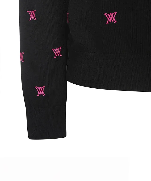 ANEW Golf: Women Monogram Logo Point Pullover Sweater - Black