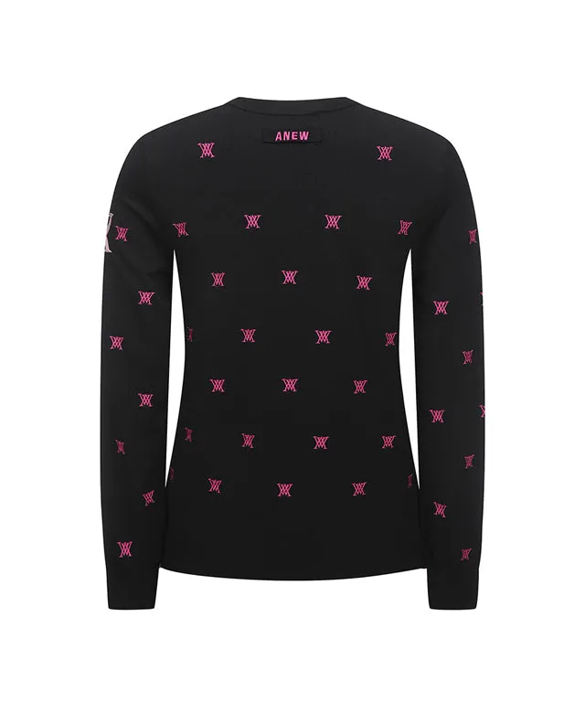 ANEW Golf: Women Monogram Logo Point Pullover Sweater - Black