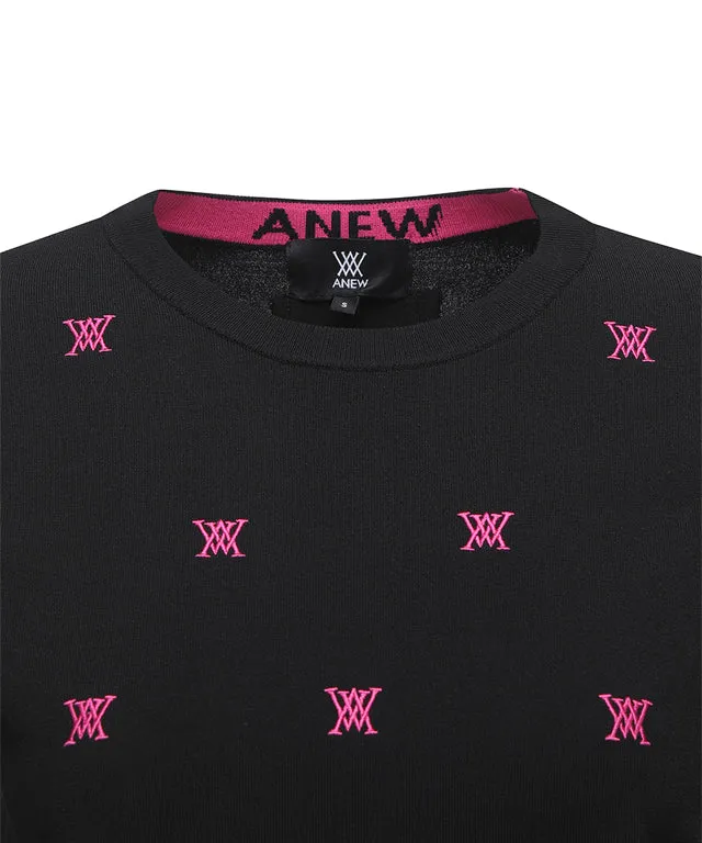ANEW Golf: Women Monogram Logo Point Pullover Sweater - Black