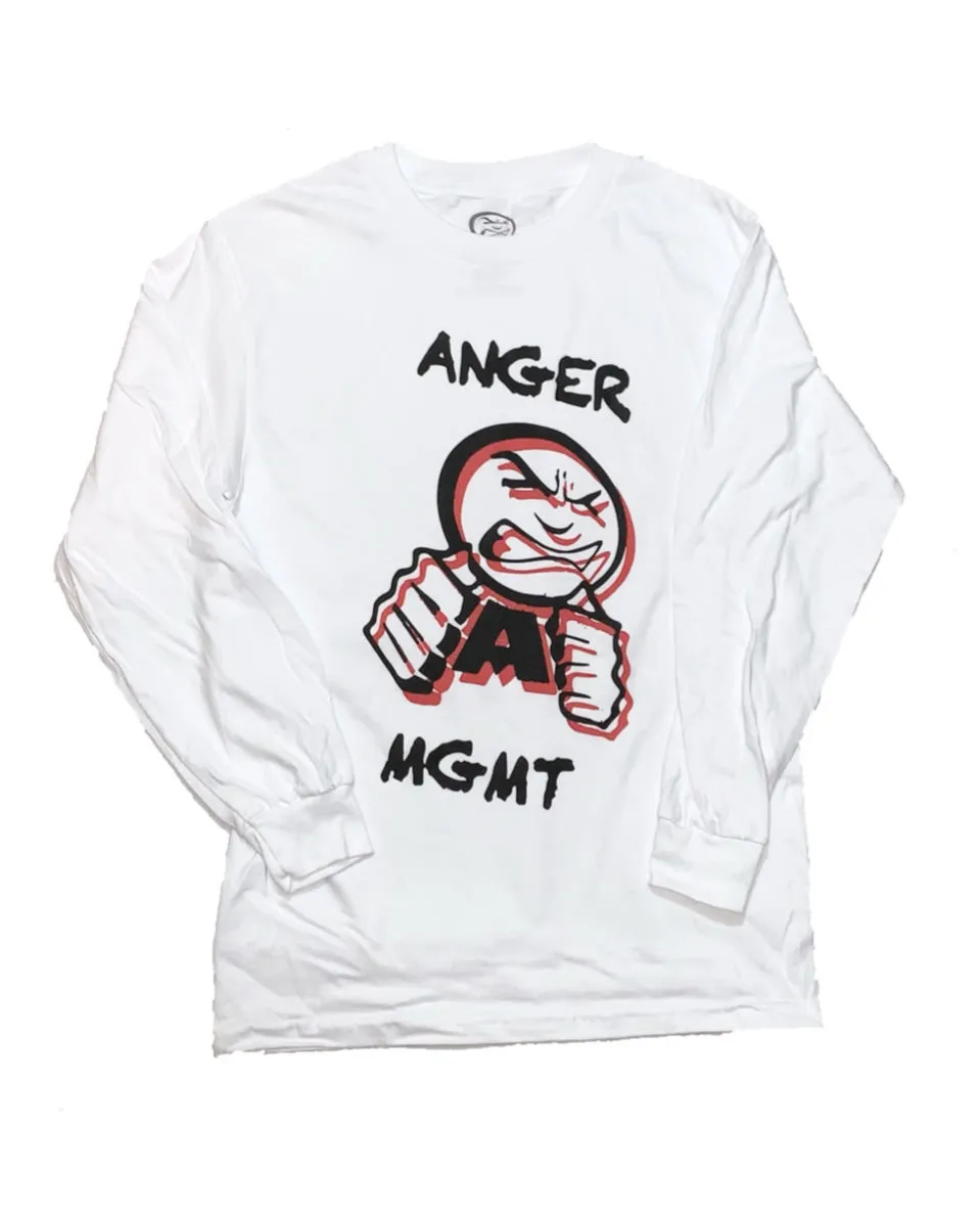 ANGER MANAGEMENT Double Vision Logo Long-sleeve Tee | White | Mens