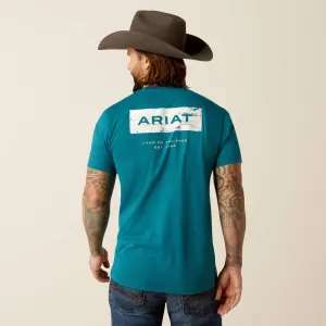 Ariat 10052036 MNS Stacks Tee Cyan Black Heather