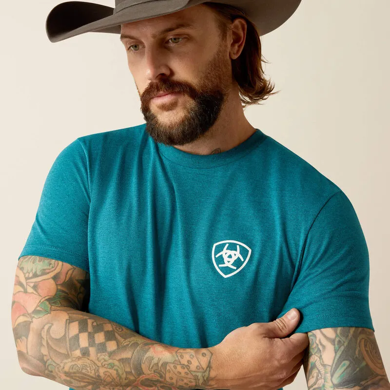 Ariat 10052036 MNS Stacks Tee Cyan Black Heather