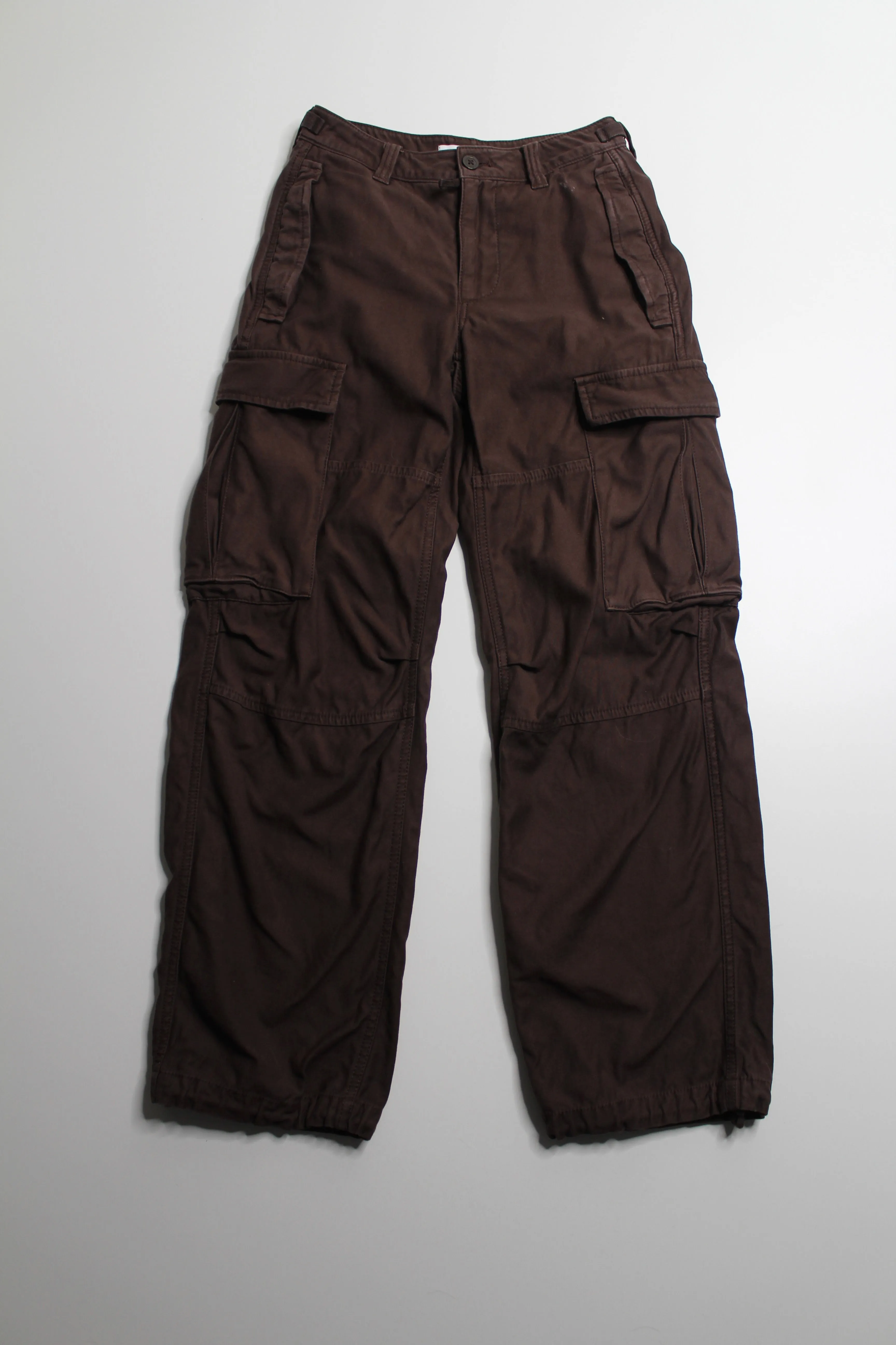 Aritzia TNA mocha brown wide leg drawstring bottom cargo pant, size 00 (size 23)