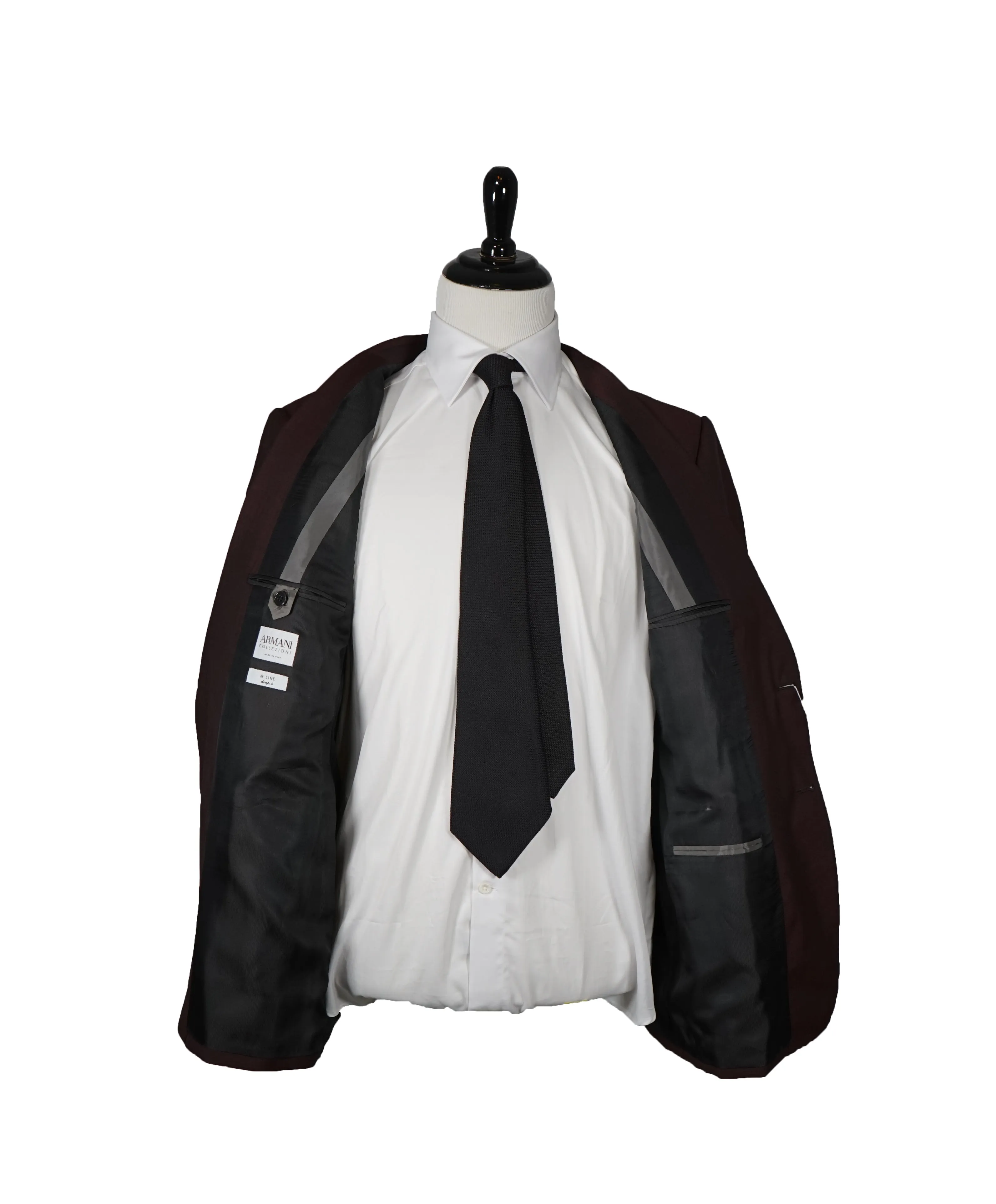 ARMANI COLLEZIONI - M Line Burgundy Birdseye Suit - 48R