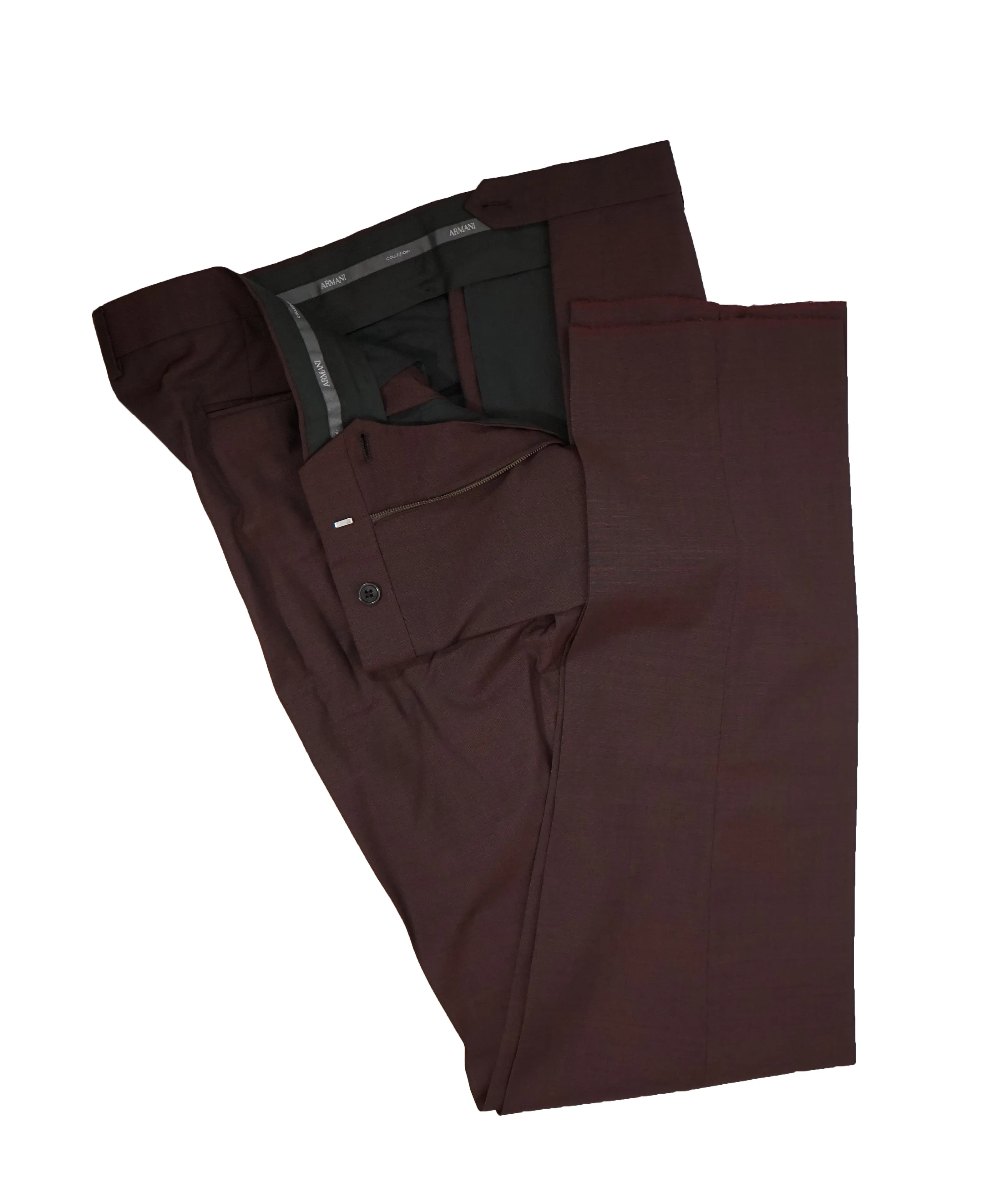 ARMANI COLLEZIONI - M Line Burgundy Birdseye Suit - 48R