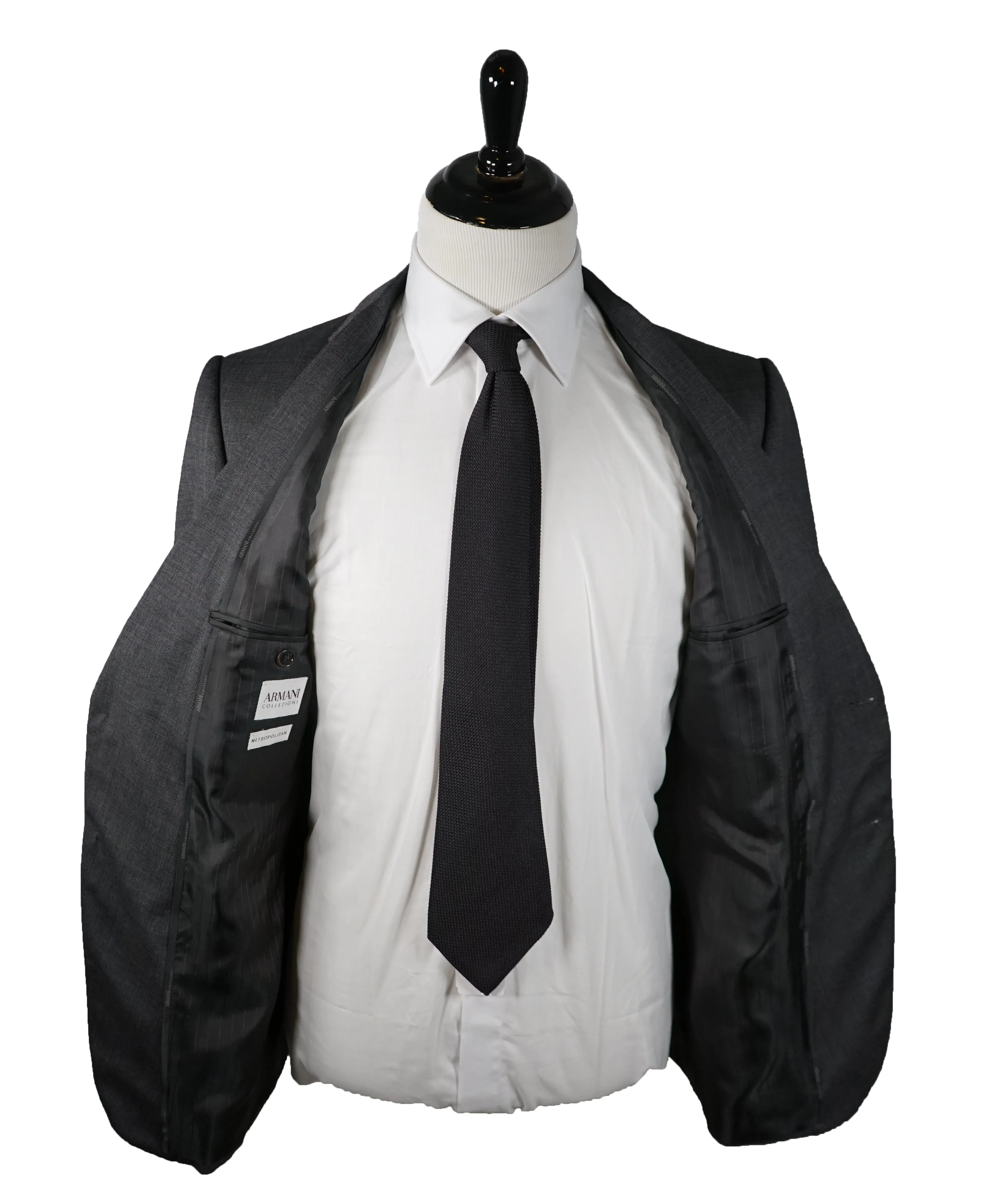 ARMANI COLLEZIONI - “METROPOLITAN” Slim Gray Textured Suit - 44R
