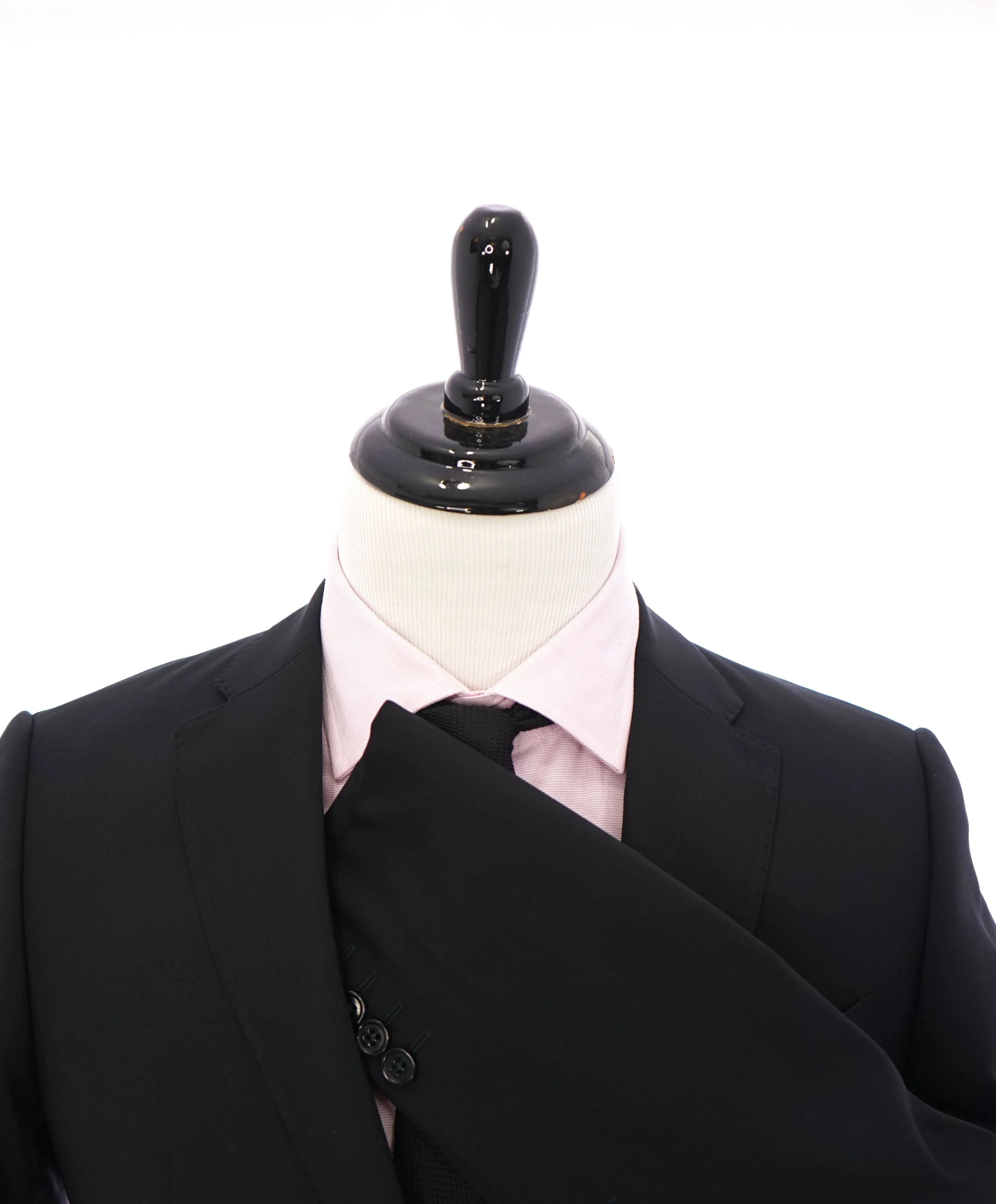 ARMANI COLLEZIONI -  "M Line" Slim Modern Black Notch Lapel Suit - 40R