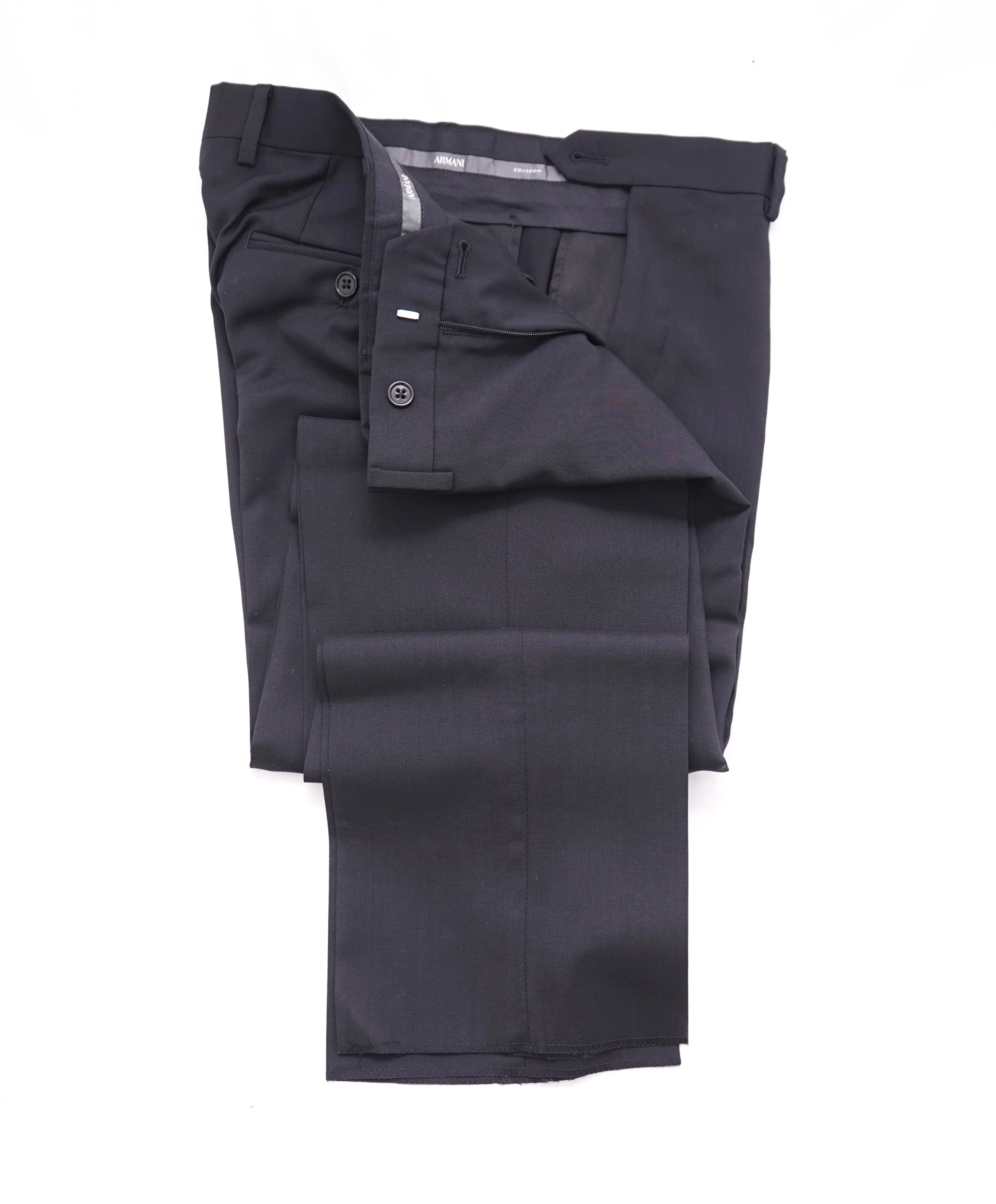 ARMANI COLLEZIONI -  "M Line" Slim Modern Black Notch Lapel Suit - 40R