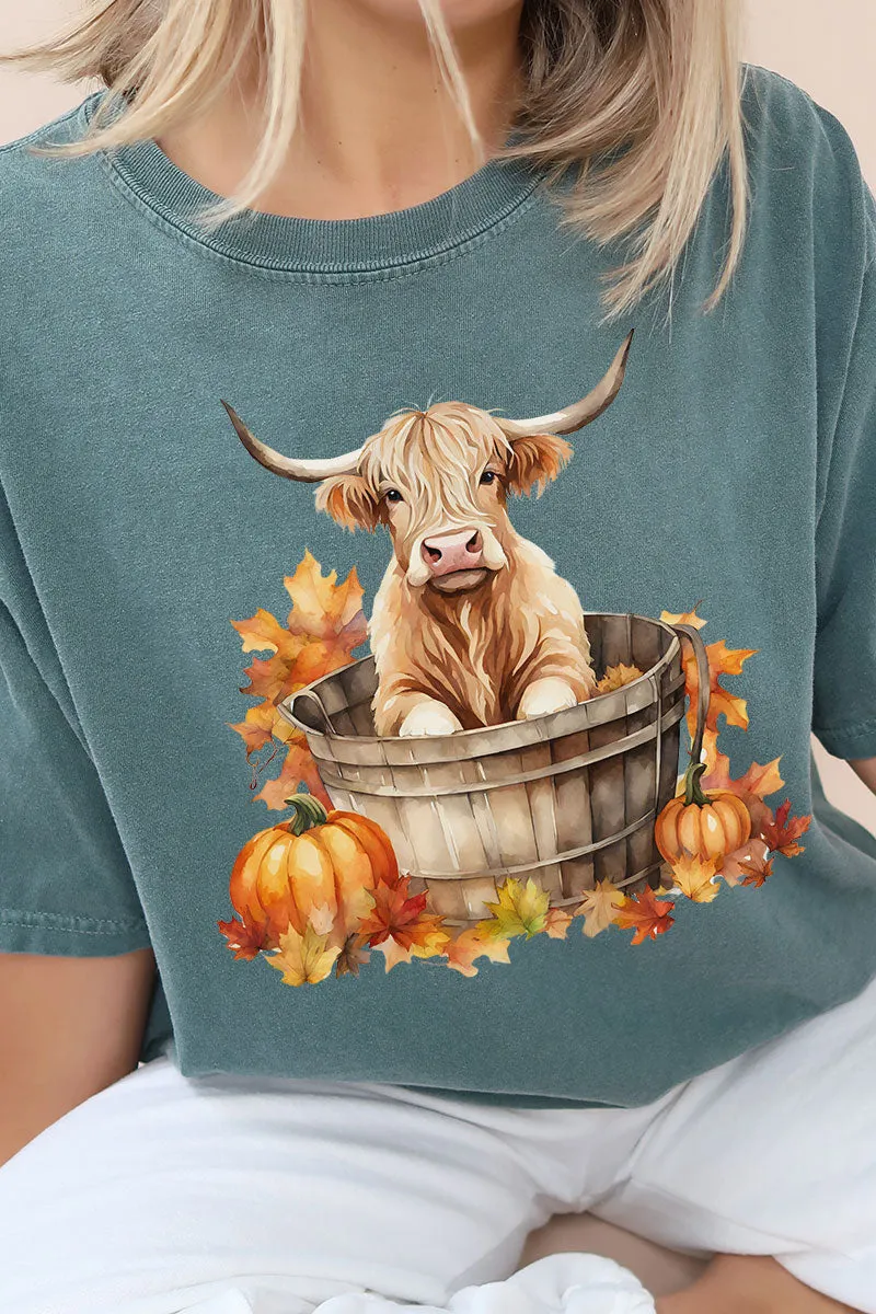 Autumn Highland Cow Comfort Colors Adult Ring-Spun Cotton Tee