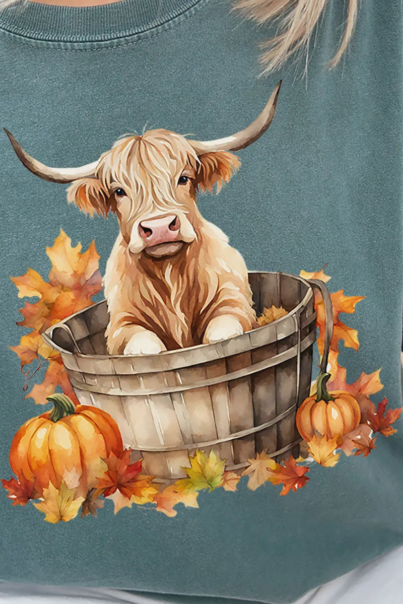 Autumn Highland Cow Comfort Colors Adult Ring-Spun Cotton Tee