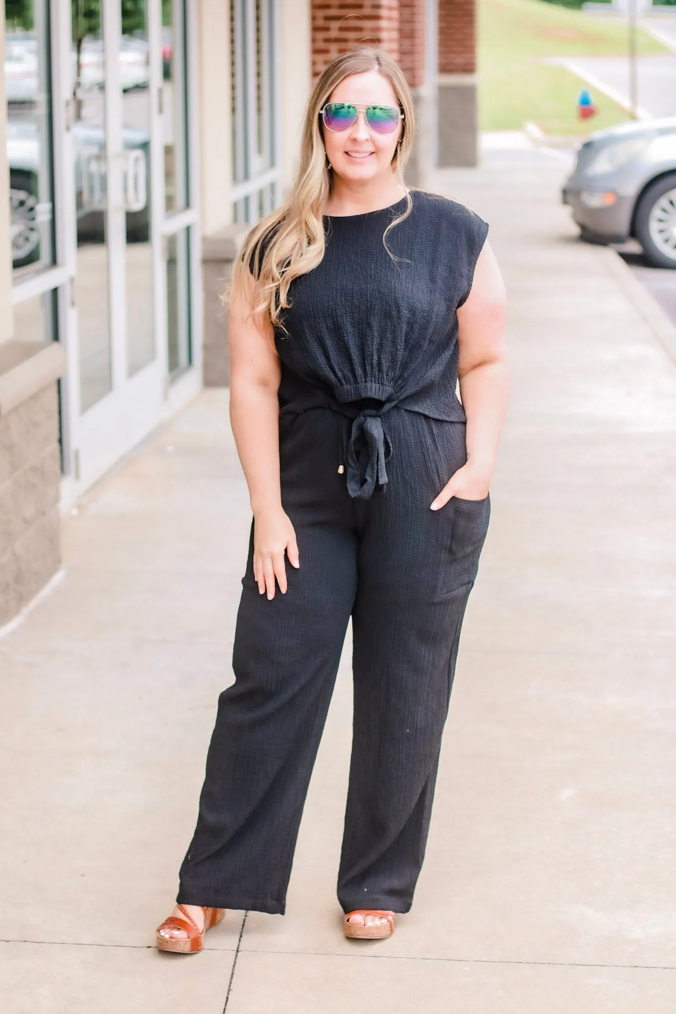 Back to You Drawstring Pants in Black