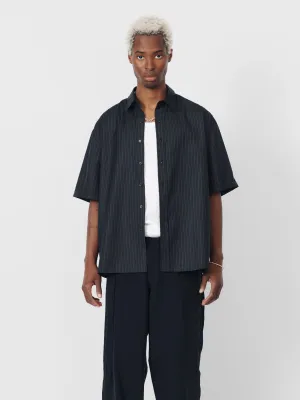BEACH BRAINS Billy SS Shirt Dark Pinstripe