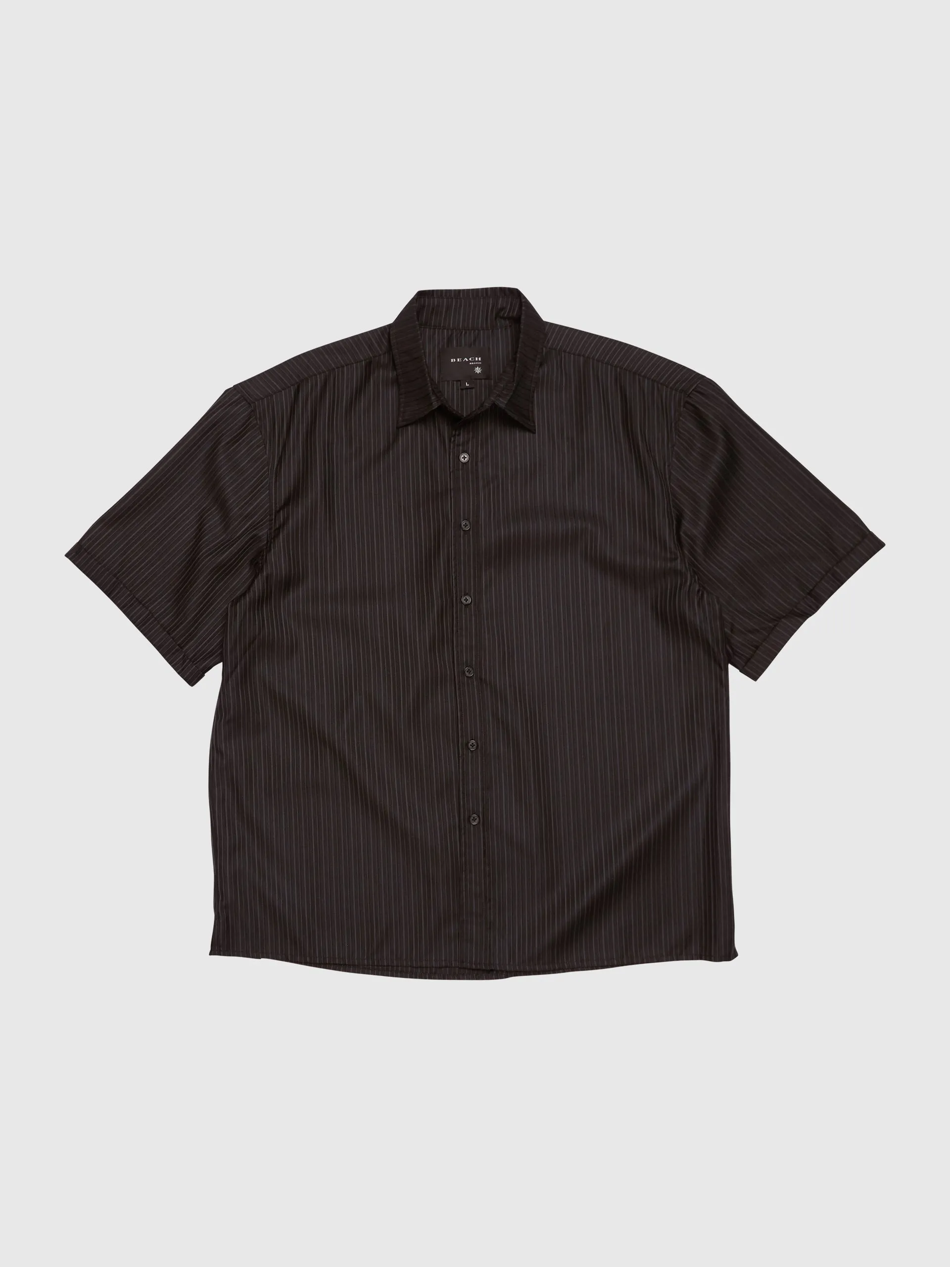 BEACH BRAINS Billy SS Shirt Dark Pinstripe