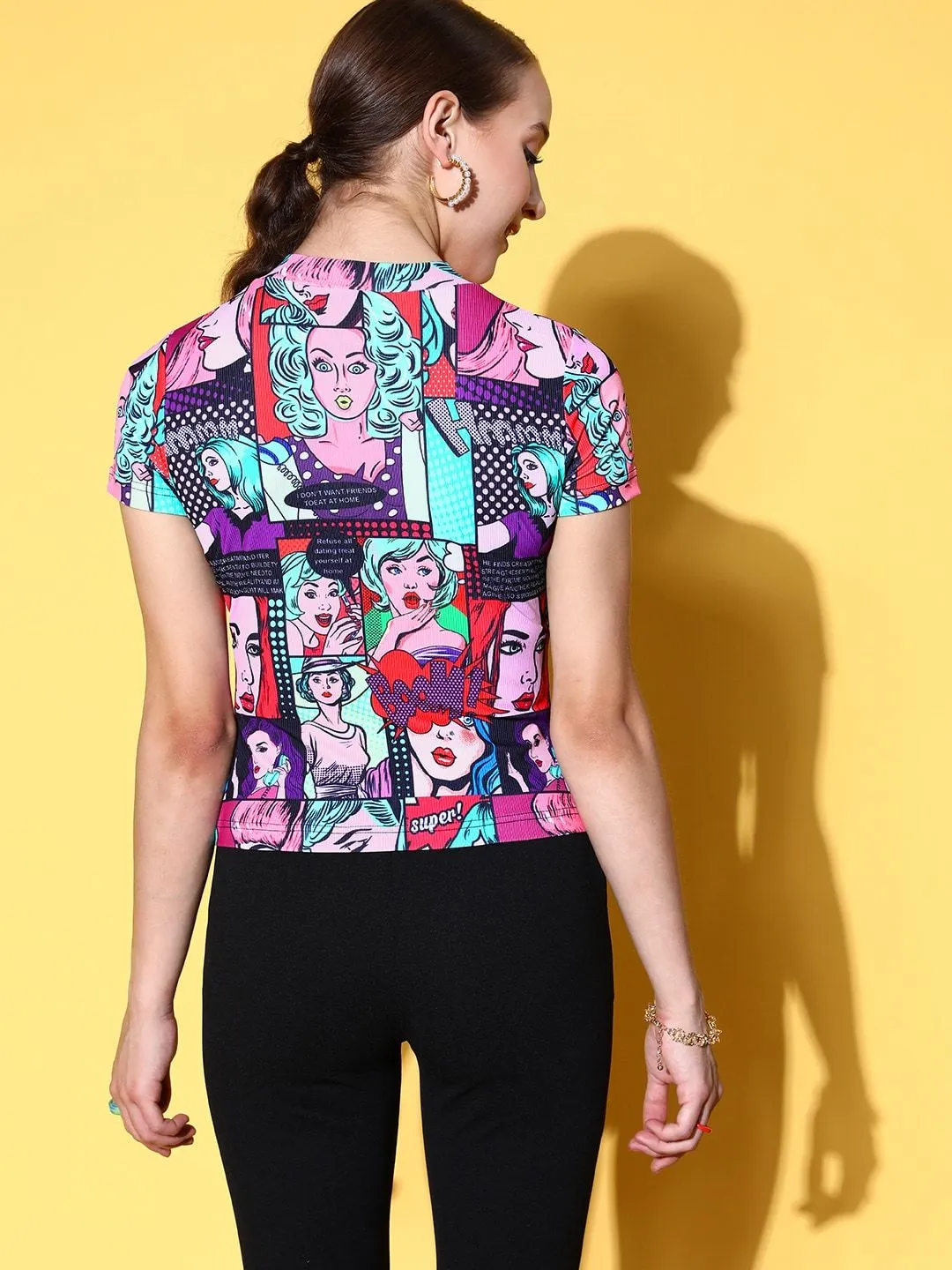 Berrylush Women  Multi-Coloured Graphic Graphic Tee
