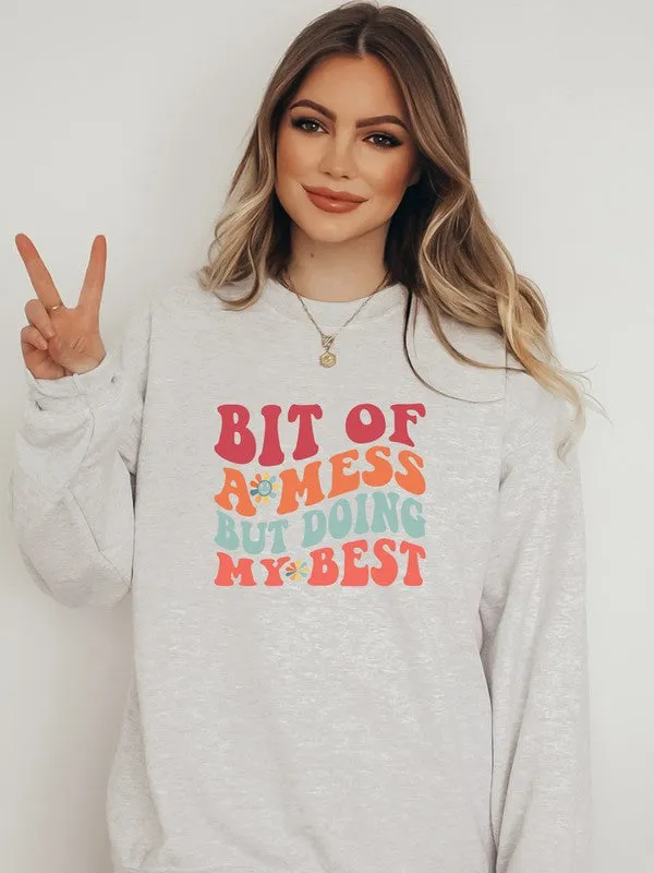 Bit of a Mess Graphic Crewneck Sweatshirt
