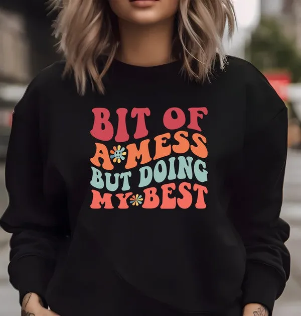 Bit of a Mess Graphic Crewneck Sweatshirt