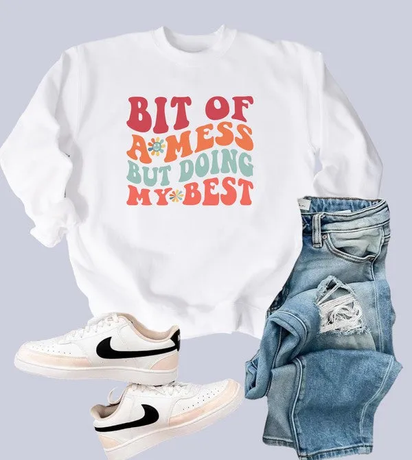 Bit of a Mess Graphic Crewneck Sweatshirt