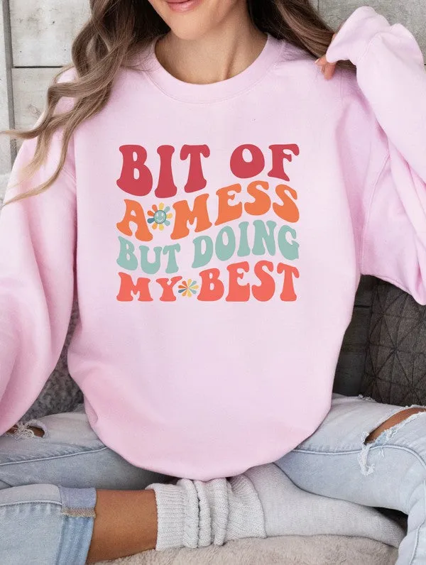 Bit of a Mess Graphic Crewneck Sweatshirt
