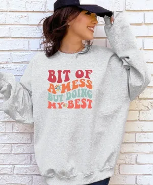 Bit of a Mess Graphic Crewneck Sweatshirt
