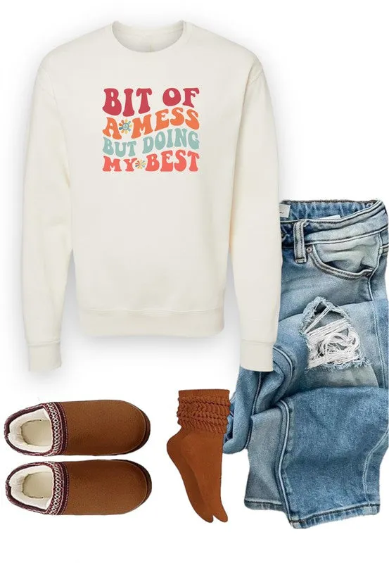 Bit of a Mess Graphic Crewneck Sweatshirt